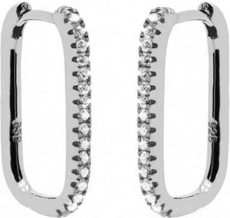 Karma Oorbellen CZ Round Square 20cm Silver Zilverkleurig