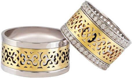 Christian Bicolor trouwringen fantasie patroon