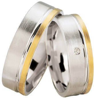 Christian Bicolor trouwringen met 1 diamant