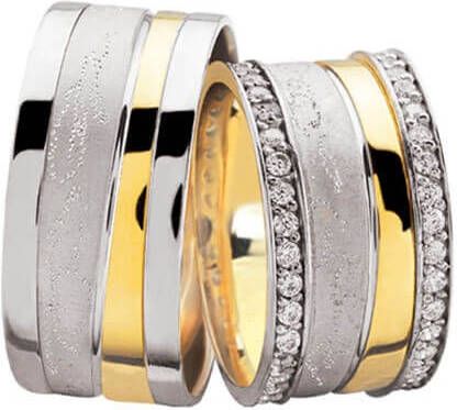 Christian Diamanten bicolor trouwringen ice brush