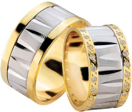 Christian Fantasie trouwringen met dubbele rij diamanten