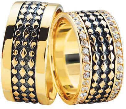 Christian Gouden trouwringen met 2 rijen diamanten