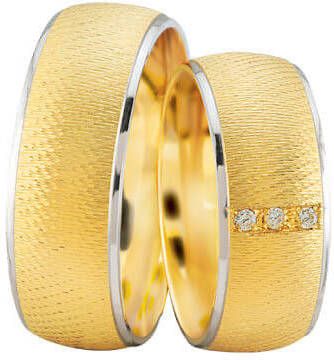 Christian Gouden trouwringen met wit gouden rand