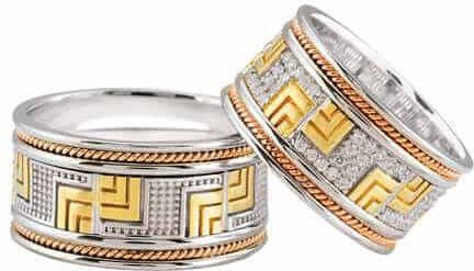 Christian Tricolor trouwringen grieks model