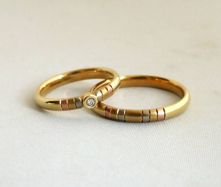 Christian Tricolor trouwringen met briljant