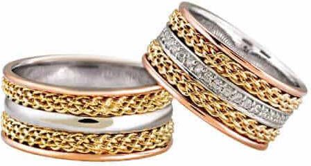 Christian Tricolor trouwringen met torsringen