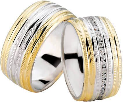 Christian Trouwringen bicolor diamanten rondom