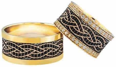 Christian Trouwringen met 2 rijen diamanten