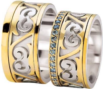 Christian Trouwringen met blue diamonds