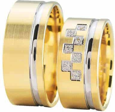 Christian Trouwringen met wit gouden streep