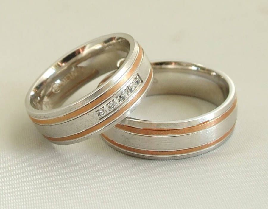 Christian Wit en rosé, trouwringen met diamanten