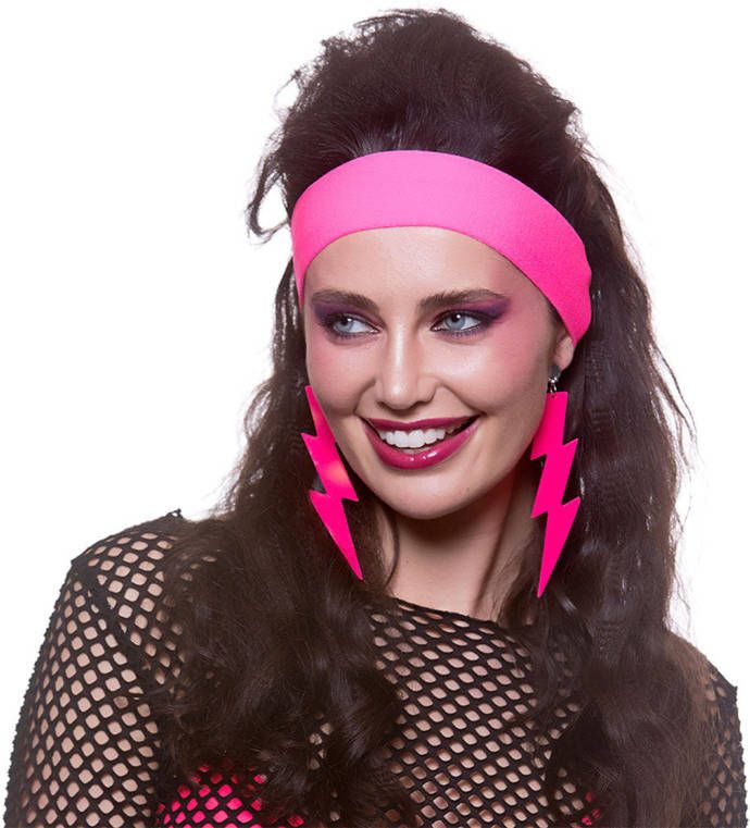 Confetti 80's oorbellen pink | lightning flash