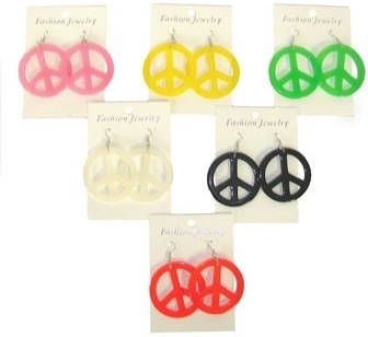 Confetti Oorbel vredesteken multi