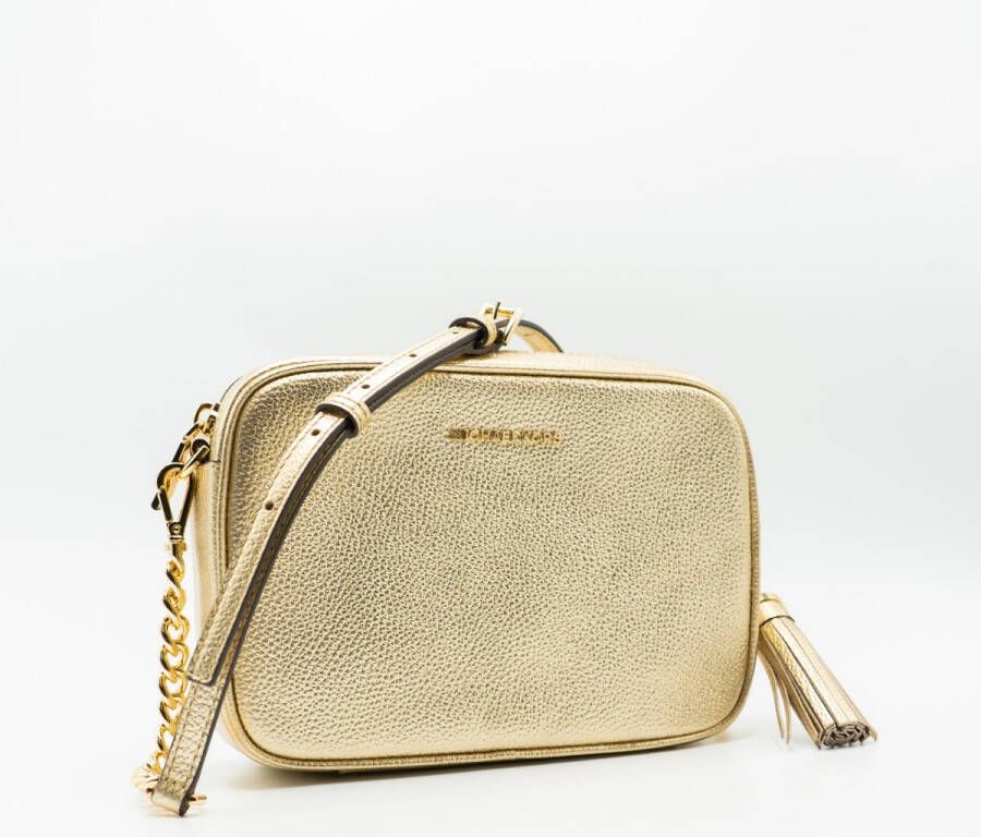 Michael Kors 9746 jet set medium camera bag leather pale gold