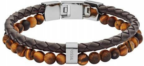 Fossil Vintage Casual armband van leer en halfedelsteen JF03118040