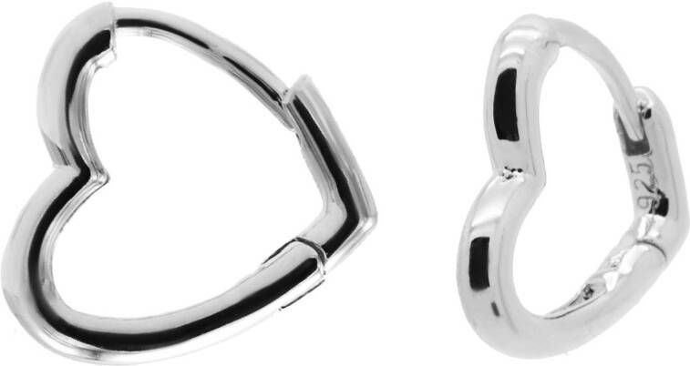 Karma Oorbellen Plain Hinged Hoops Heart Zilverkleurig