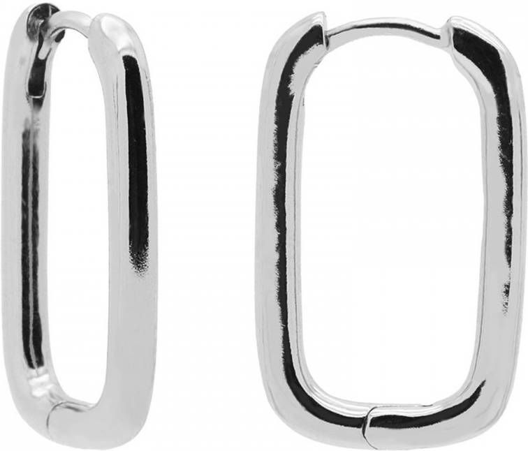 Karma Oorbellen Plain Hinged Hoops Round Square 20MM Zilverkleurig
