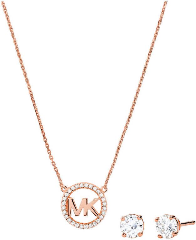 Michael Kors MK Logo cadeauset van zilver met roségoud verguld 2-delig