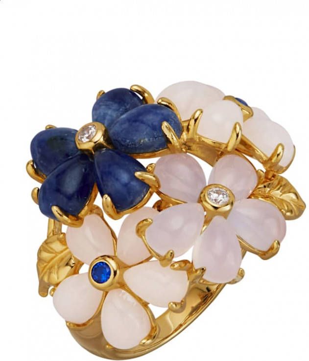 Diemer Farbstein Damesring met gekleurde stenen Blauw