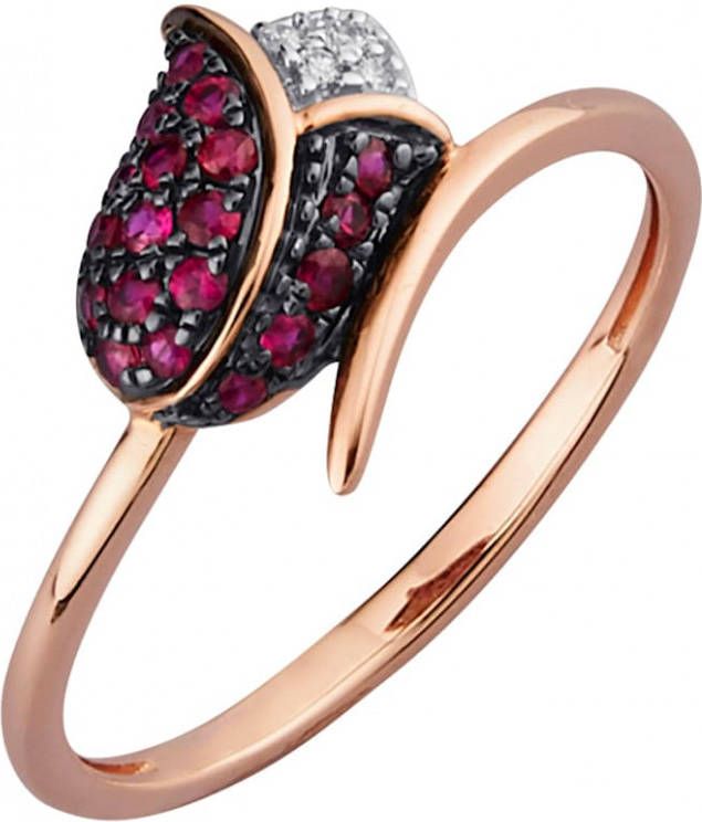 Diemer Farbstein Damesring met robijnen en diamanten Rood