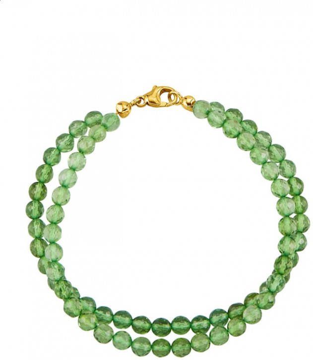 Diemer Farbstein 2 rijige armband van groene barnsteen Groen