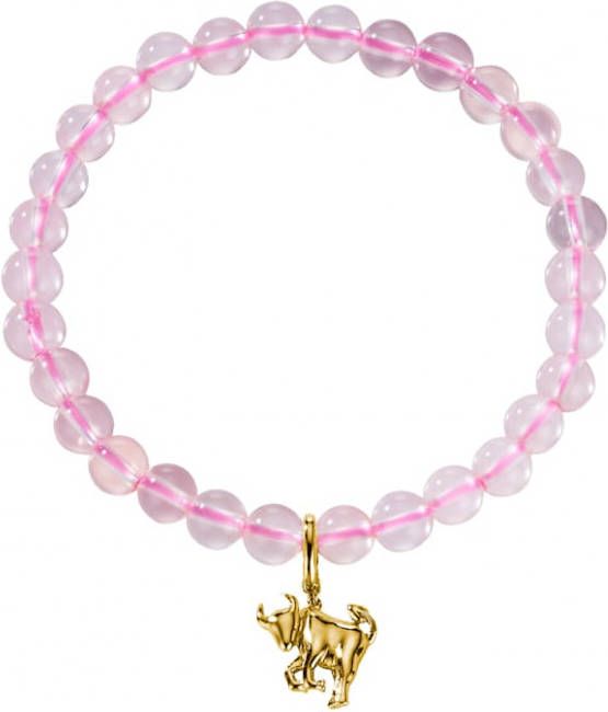 Diemer Farbstein Armband Geboortesteen Stier van rozenkwarts Roze