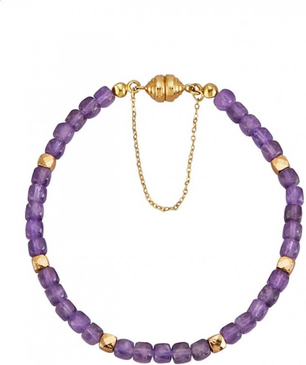 Diemer Farbstein Armband met amethist en hematiet Paars