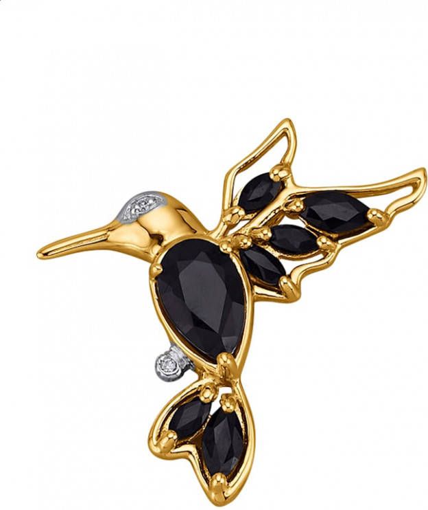Diemer Farbstein Hanger Kolibrie met saffieren en diamanten Blauw