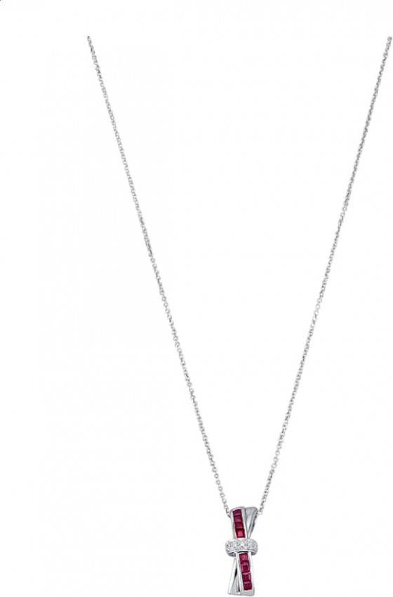 Diemer Farbstein Hanger met ketting met robijnen en diamanten Rood