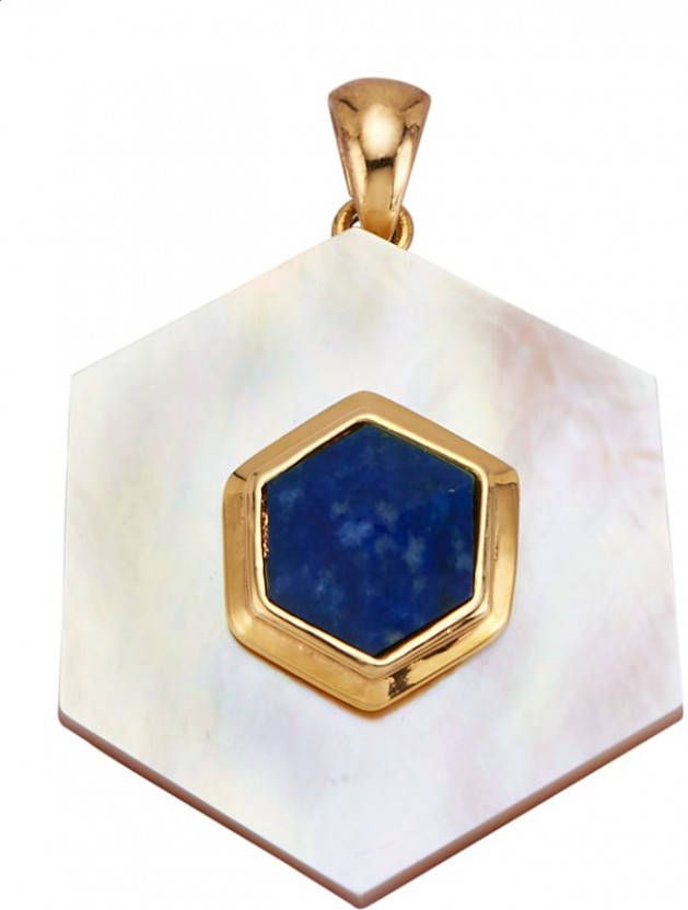 Diemer Farbstein Hanger met parelmoer en lapislazuli Blauw