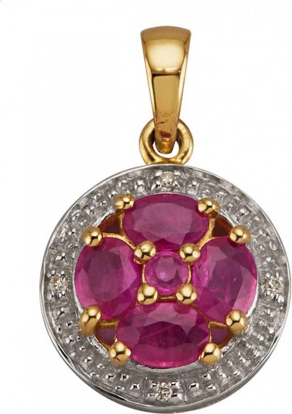 Diemer Farbstein Hanger met robijnen en diamanten Rood