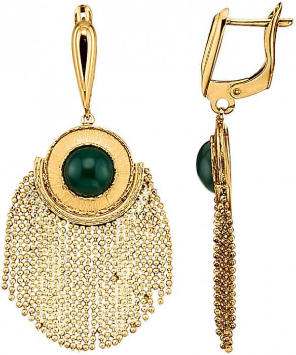 Diemer Farbstein Oorbellen met groene agaten Geel