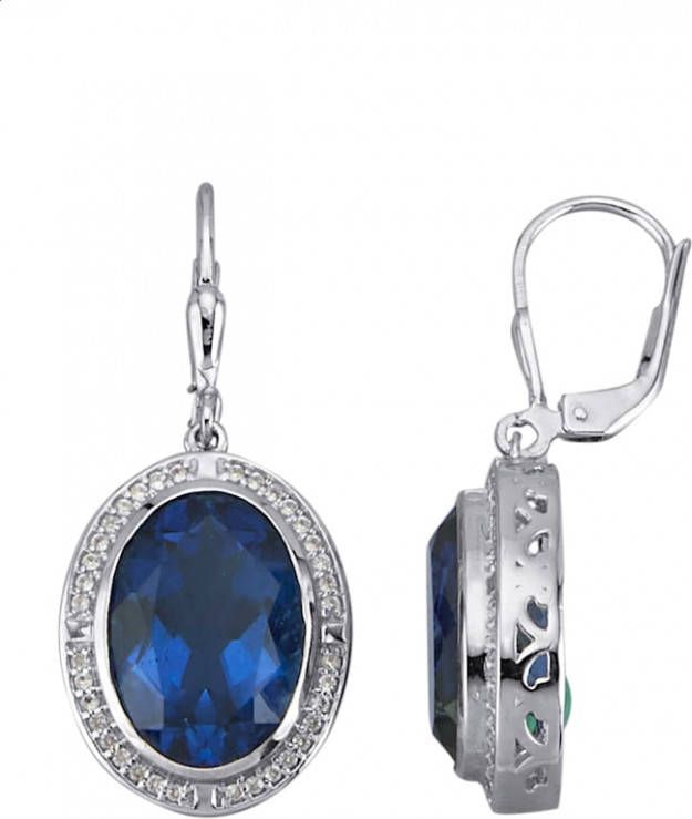 Diemer Farbstein Oorbellen met kwartsen en Zirkonia's Blauw