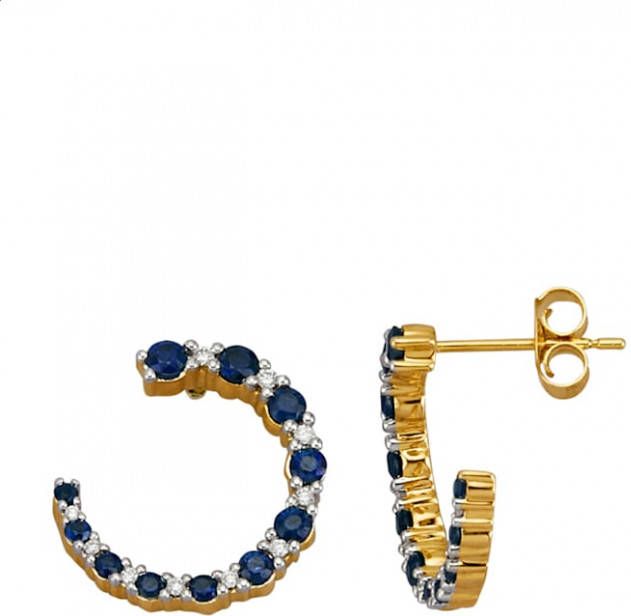 Diemer Farbstein Oorbellen met saffieren en briljanten Blauw