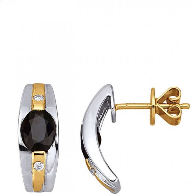 Diemer Farbstein Oorbellen met saffieren en diamanten Blauw