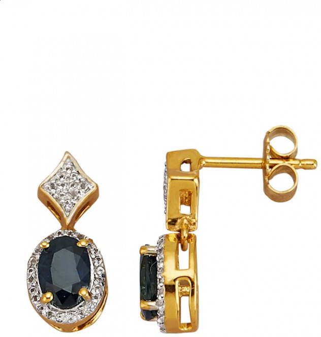 Diemer Farbstein Oorbellen met saffieren en wittopazen Blauw