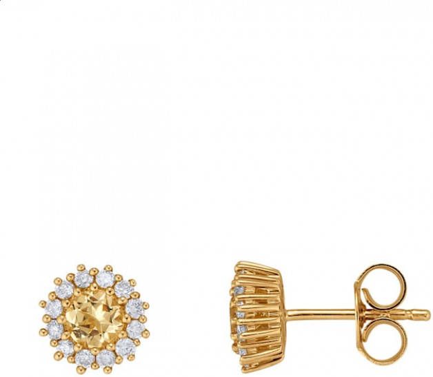 Diemer Farbstein Oorstekers met goudkleurige berillen en briljanten Geel