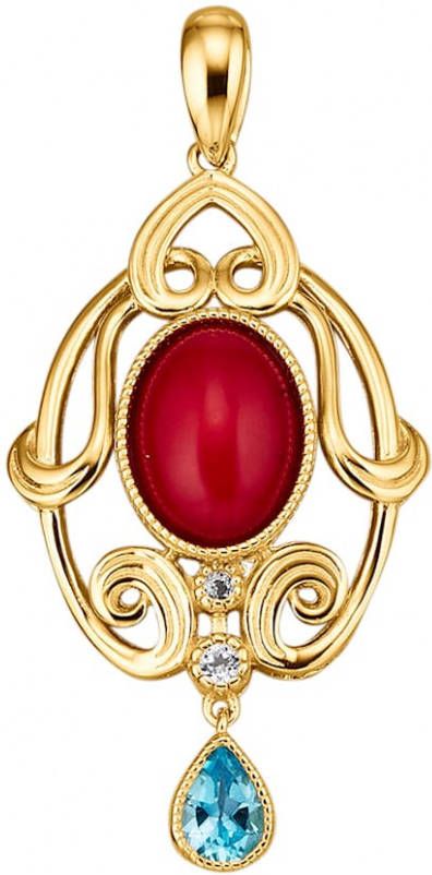 Diemer Farbstein Hanger van echt zilver Rood