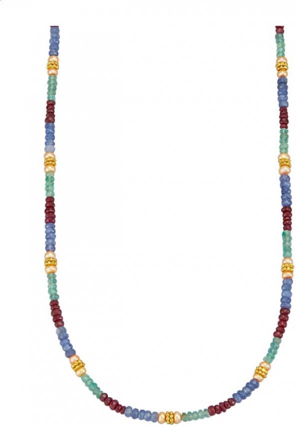 Diemer Farbstein Ketting van robijn, smaragd, saffier Multicolor