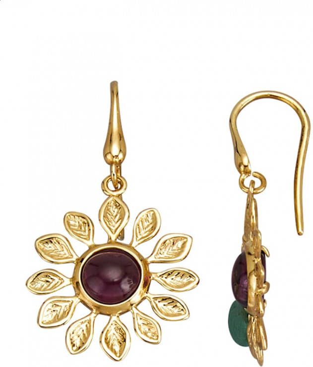 Diemer Farbstein Oorbellen Bloem met rhodolieten Roze