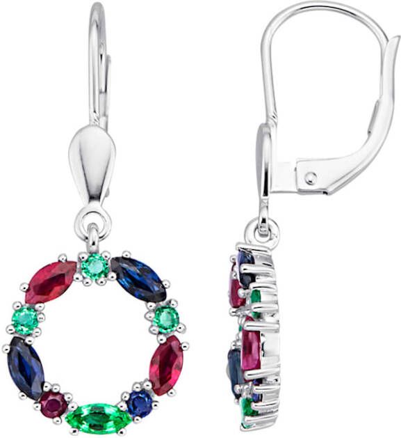 Diemer Farbstein Oorbellen met robijnen, saffieren en smaragden Multicolor