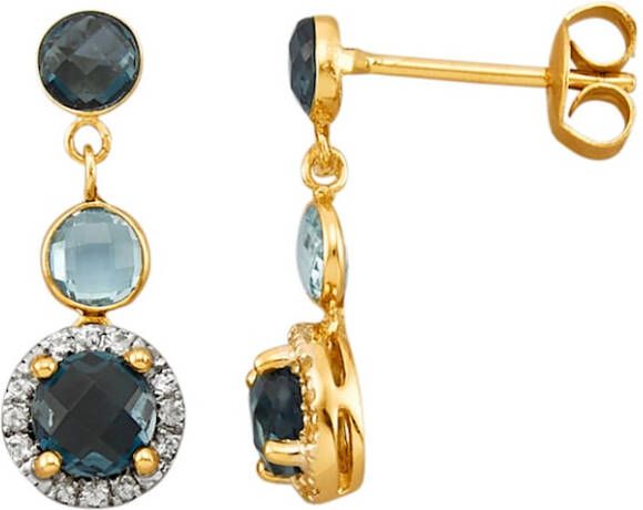 Diemer Farbstein Oorbellen van 14 kt. goud Blauw