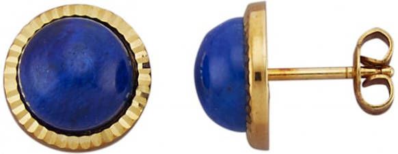 Diemer Farbstein Oorstekers van 14 kt. goud Blauw