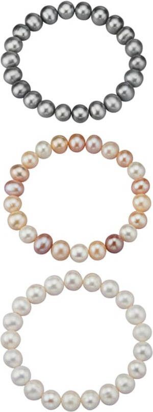 Diemer Set van 3 armbanden met cultivé zoetwaterparels Multicolor