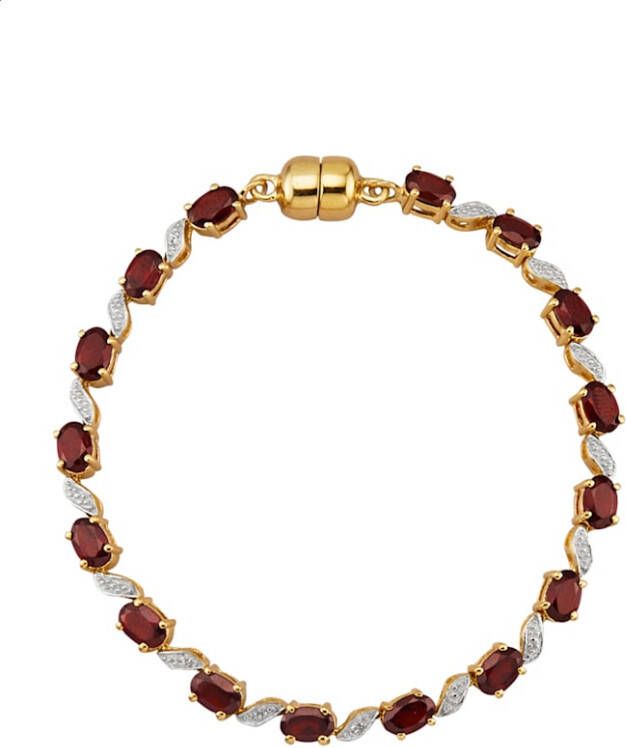 KLiNGEL Armband met granaat en wittopaas, van echt zilver Multicolor