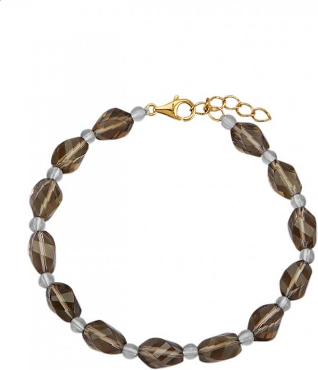 KLiNGEL Armband van rookkwarts en bergkristal Bruin