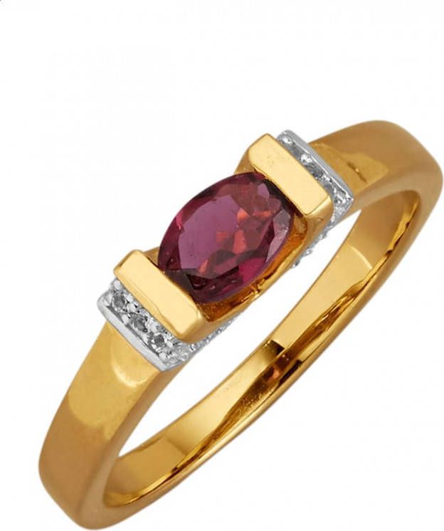 KLiNGEL Damesring met toermalijn en 6 wittopazen, van echt zilver Bicolor