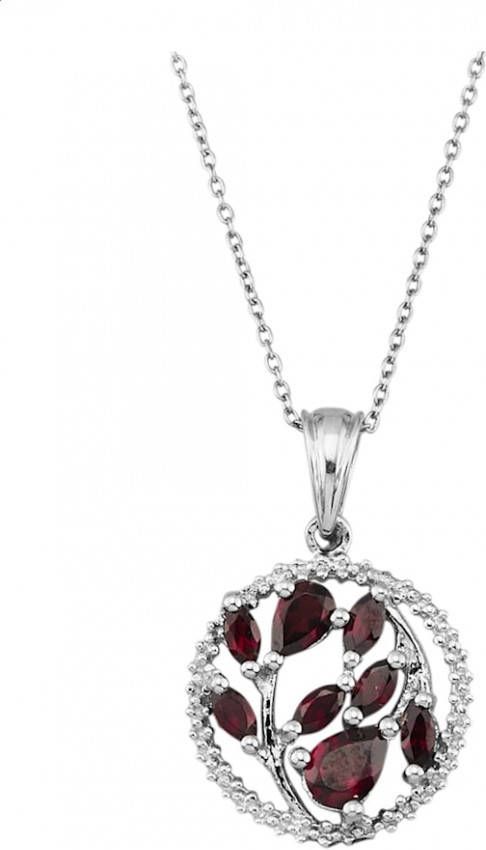 KLiNGEL Hanger met ketting met granaten, van echt zilver Zilverkleur