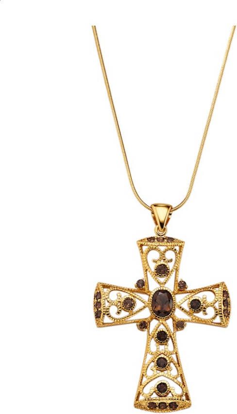 KLiNGEL Hanger met ketting met rookkwarts Goudkleur
