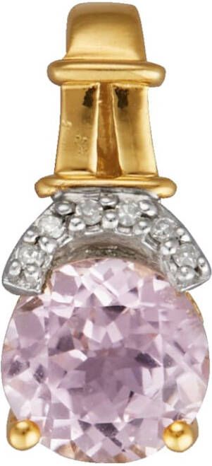 KLiNGEL Hanger met kunziet en diamant, van echt zilver Goudkleur